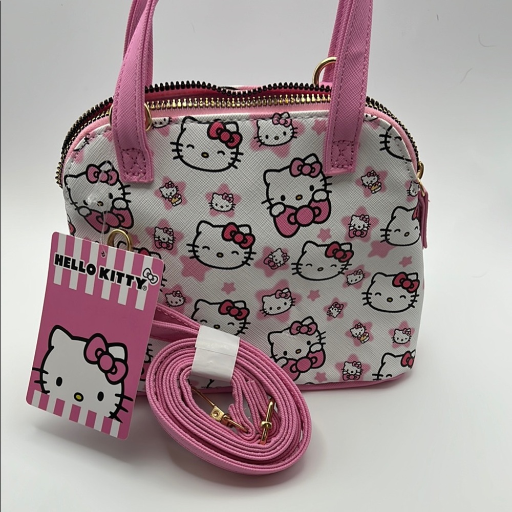 NWT Hello Kitty Pink and White Handbag with Detachable Crossbody Strap
